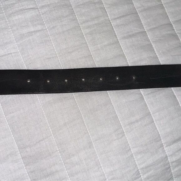 free people M/L Black Silver Tone Buckle Genuine Buff Leather Belt - Picture 6 of 10